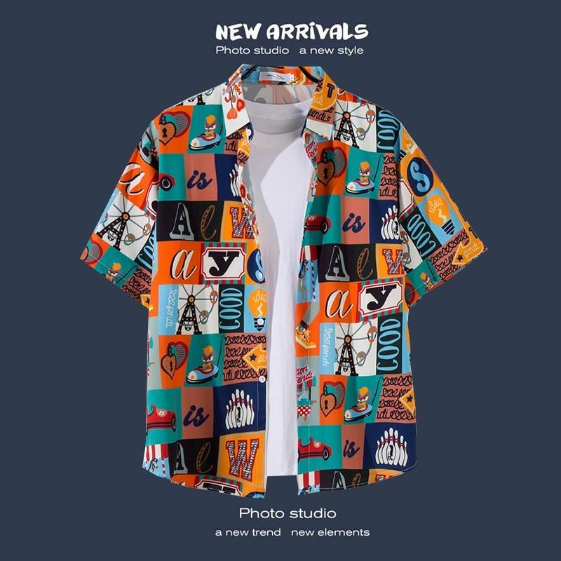 Men's Shirt Summer Hawaiian Shirt Casual Shirt Beach Shirt Short Sleeve Flower Plants Lapel Hawaiian Holiday Clothing