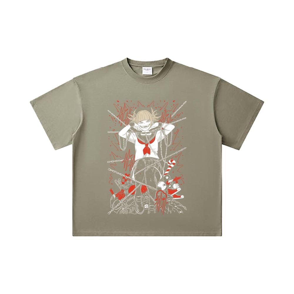 260 GSM Double Yarn 32 Count 100% Cotton My Hero Academia V8 Toga Print Unisex Heavy Cotton T Shirt
