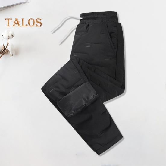 Zimní Pánské Kalhoty Silná Polstrovaná Šňůrka Pružný Pas Pásek Kotníků Hladký povrch Jednobarevné Teplé Sportovní Cestování Pracovní kalhoty