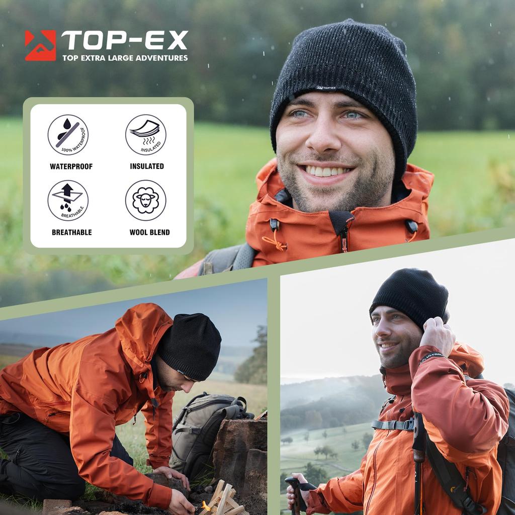 Black XL Knit Hat Waterproof Hat Knit Cap Large Size Ski Hat Snowboard Hat Small Face Effect Cold Protection Autumn Winter Bicycle Walking Skiing
