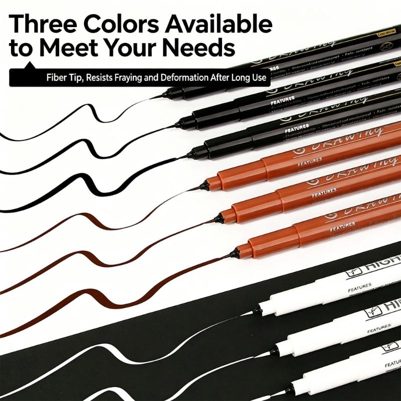 Fine Tip Brush Liner Pen with Extra-Fine Soft Tip for Sketch Practice, Illustration Work, and Daily Art Study Use