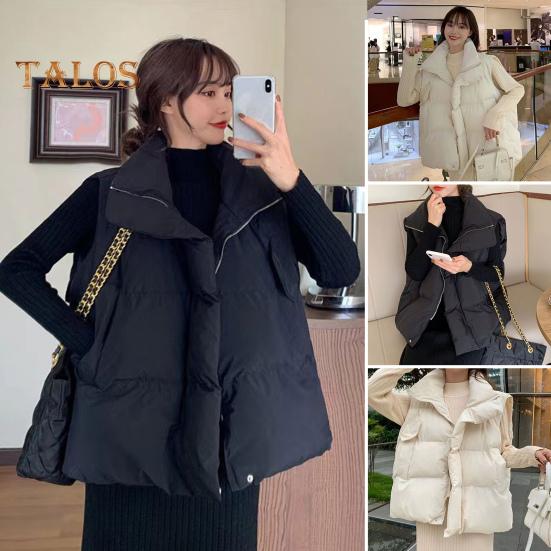 

Женское зимнее хлопковое пальто с отложным воротником, утолщенное, с подкладкой, свободное, ветрозащитное, на молнии, жилет для повседневной носки, для улицы, офиса S красный