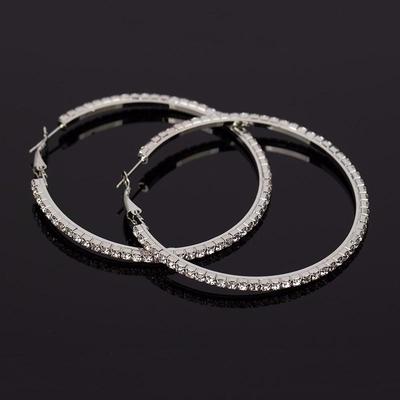 Exquisite Diamond-Encrusted Large Hoop Earrings – Women's Fashion Statement