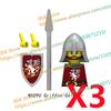 N511U-518U N335-337 Mittelalterliche Burg Ritter Bausteine Figuren Vierseitiger UV-Druck Waffen Zubehör Spielzeug Kindergeschenke F030