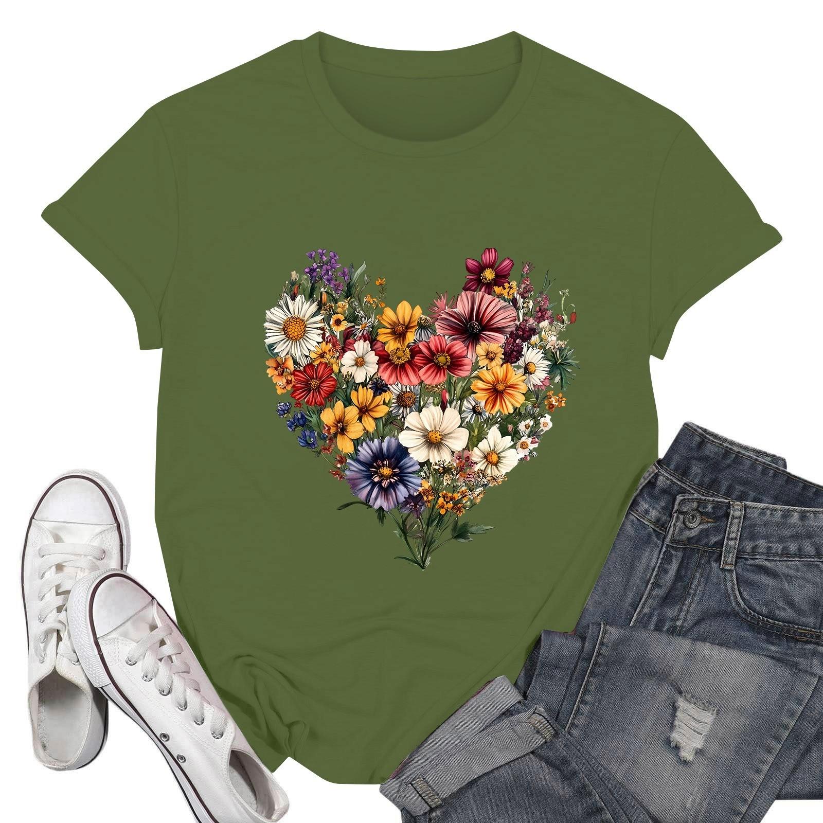 

Женская футболка с круглым вырезом и короткими рукавами с принтом S