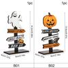 Halloween Pumpkin Ghost Wooden Ornament, Tabletop Decor for Home Party, Kids Birthday Gift & Party Favors