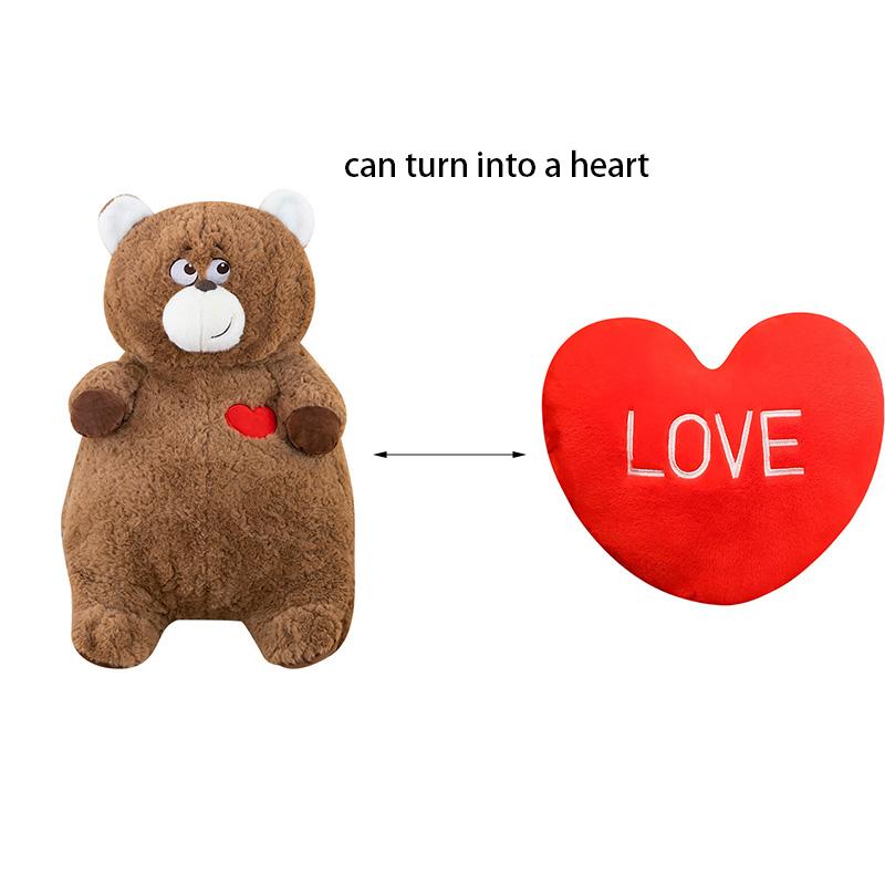 

Teddy Flippable Bear Plush Doll Heart Design Brown Girl Friend Birthday Present