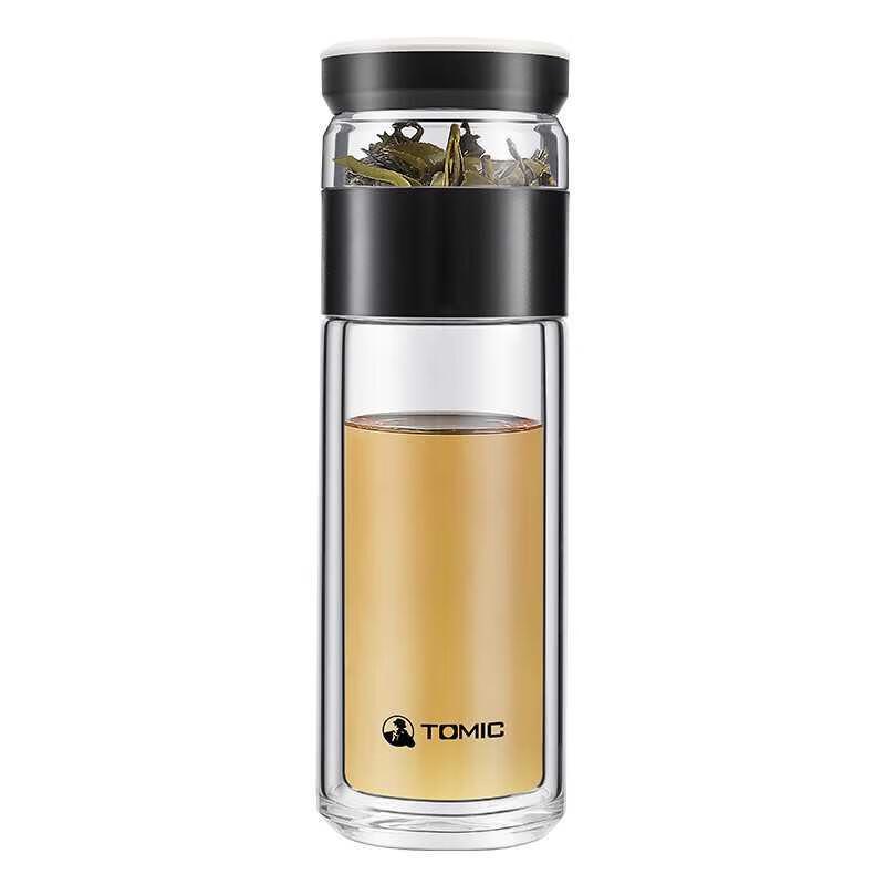 TOMIC TG80703Ti Double-Wall Glass Tea Infuser Mug