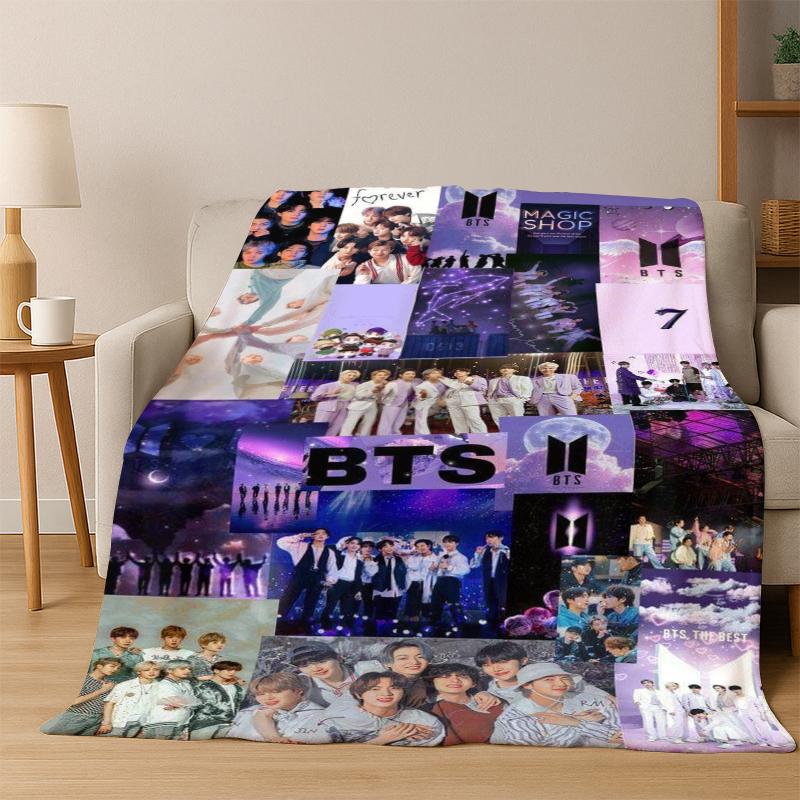 Fashion B-BTS Kpop Ultra Soft Flannel Throw Blanket, Warm Cozy Blanket for Couch Sofa Bed Bedroom Living Room Travel Gift