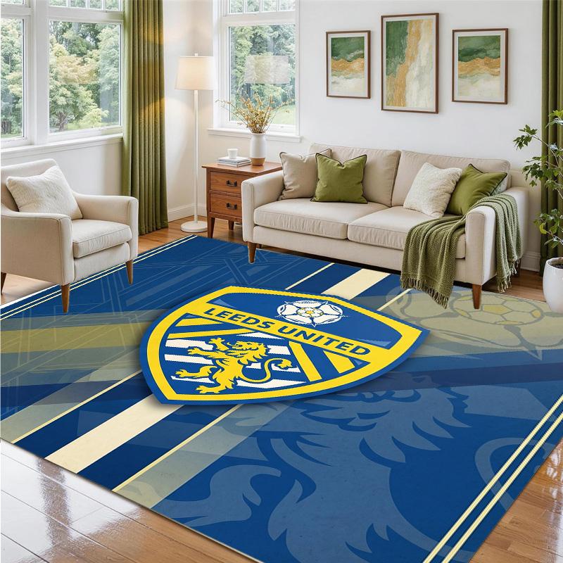 Leeds United Design Crystal Velvet Rug Soft Decorative Mat for Bedroom Entrance