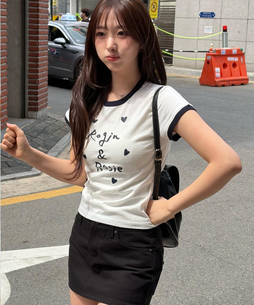 Loginaenloji Rogin N Rosie Lettering Ringer T-Shirt White