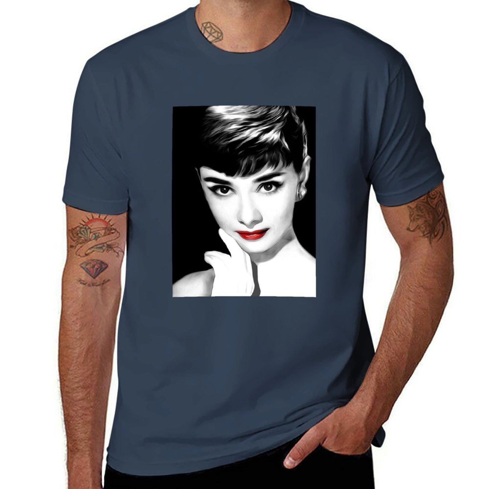 Audrey Hepburn Lips Tshirt Basic Short Sleeve Cotton Blend Tshirt S