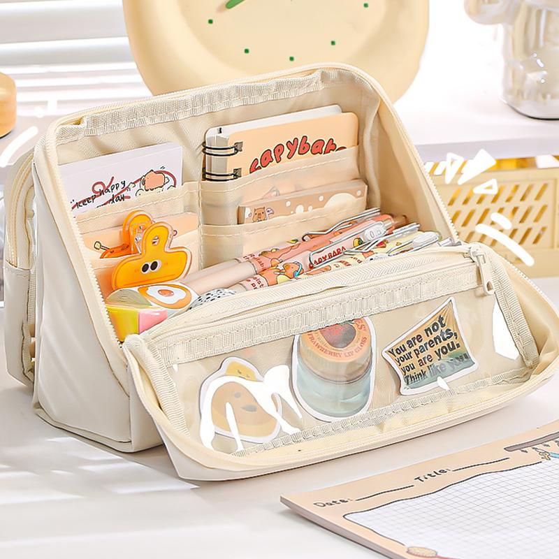 Large Capacity Pencil Bag 9-Layer Double Sided Detachable Pen Case Multifunctional Storage Bag Simple Flip Stationery Bag