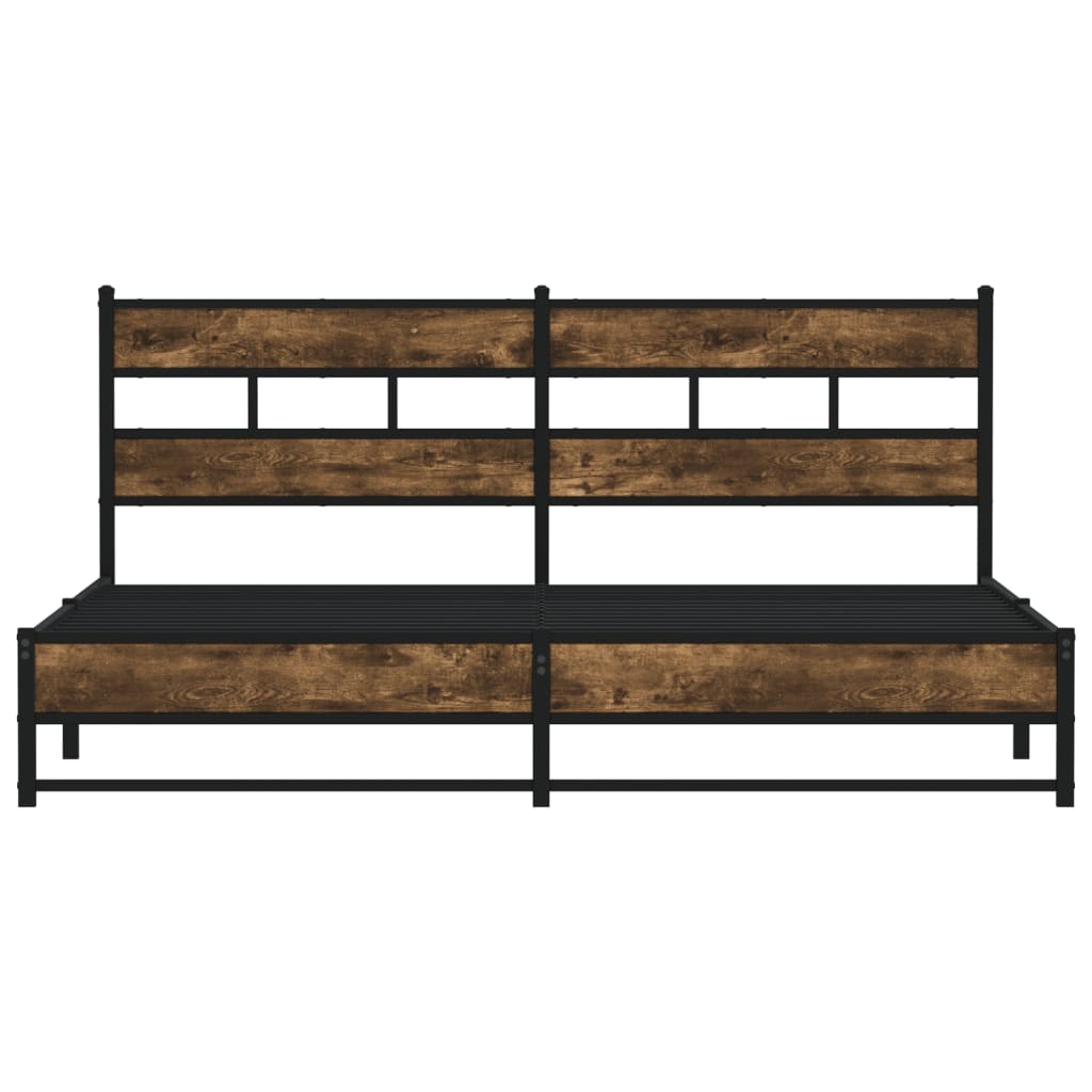 Metal Bed Frame Without Mattress Smoked Oak Finish 200x200 Cm