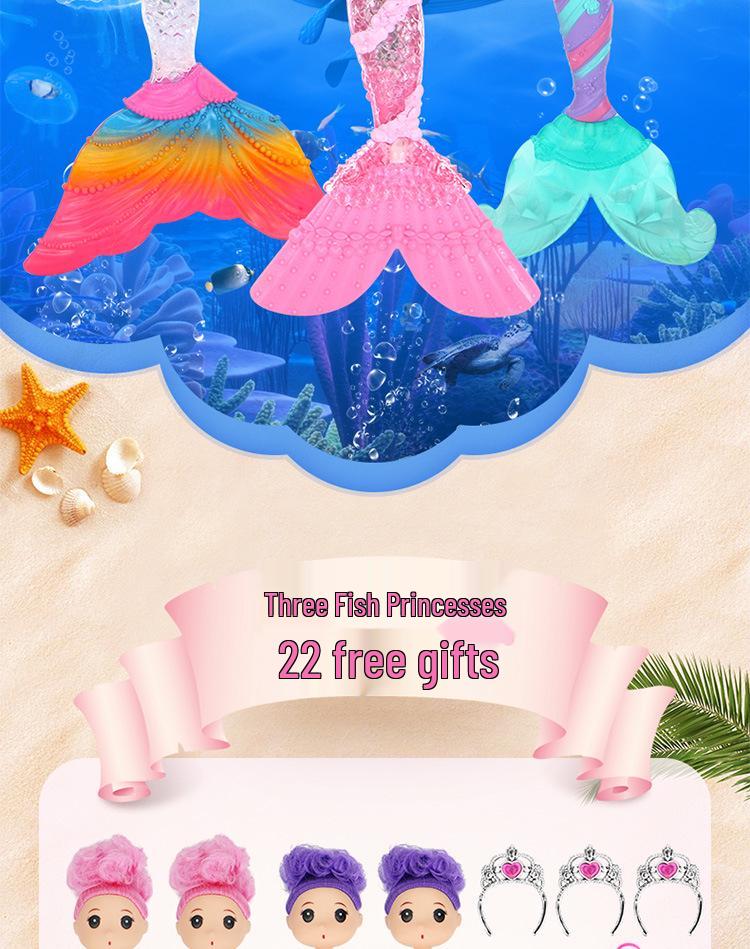Set Păpușă Prințesă Sirenă Joc de Rol cu Lumini și Muzică – Cadou Perfect de Ziua de Naștere pentru Fete