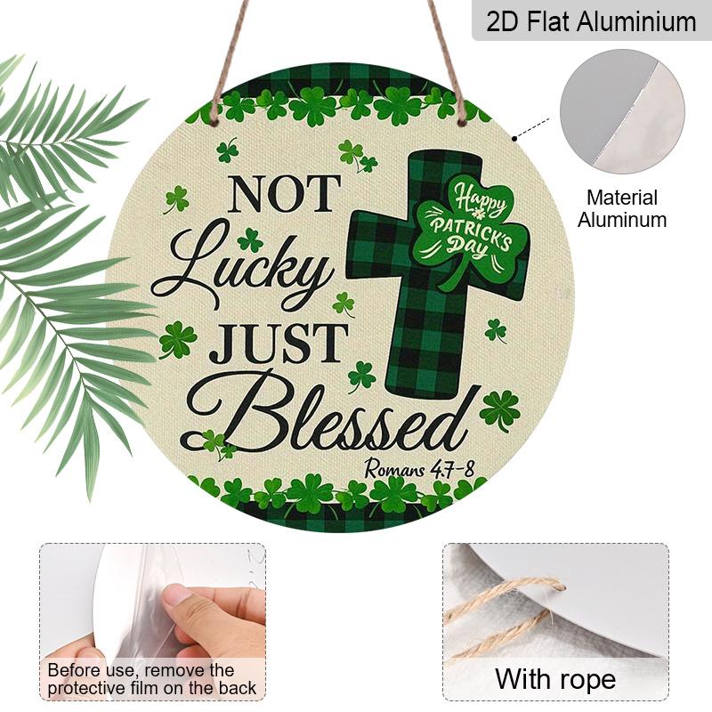 2D Flat - 1pc of 2D Flat Printed Aluminum Sign with a Blessed Pattern, Measuring 7.87X7.87 Inches (20X20 Cm). It'S Durable And Easy to Hang, Making