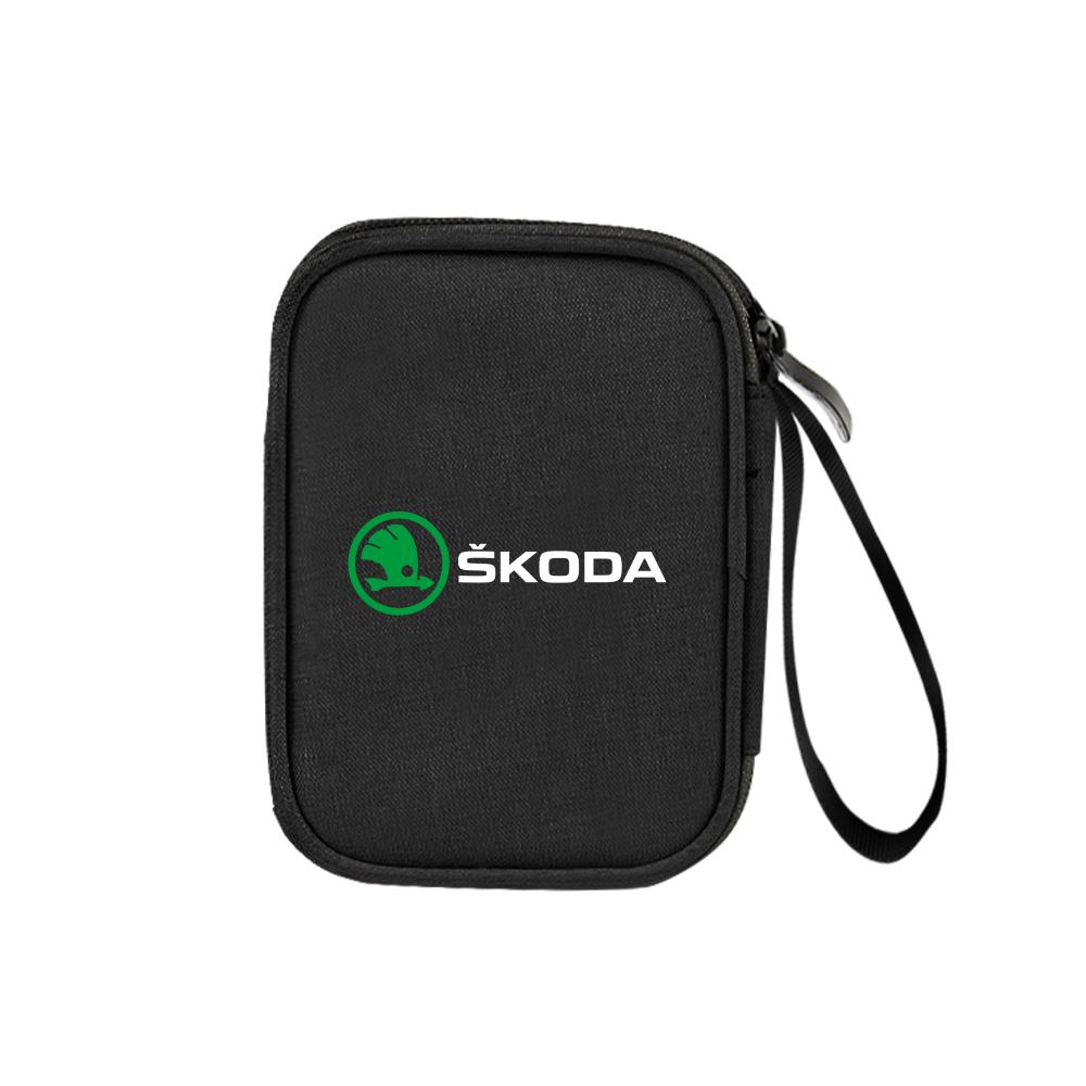 Car Travel Organizer Portable Key Case Earphone Storage Bags For Skoda S Octavia A5 3 VII VRS Vision Kodiaq Favorit Rapid Fabia WD8