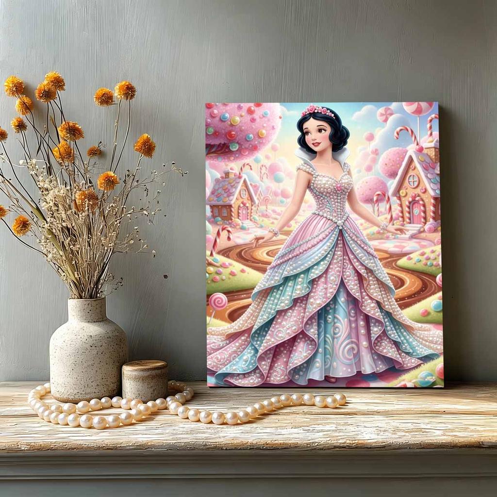Candy House Snow White New Pearl-Inlaid Frameless Art | Handmade Pearl Craft, Candy House Lollipop Theme, for Sweet Fairy Tale Decor