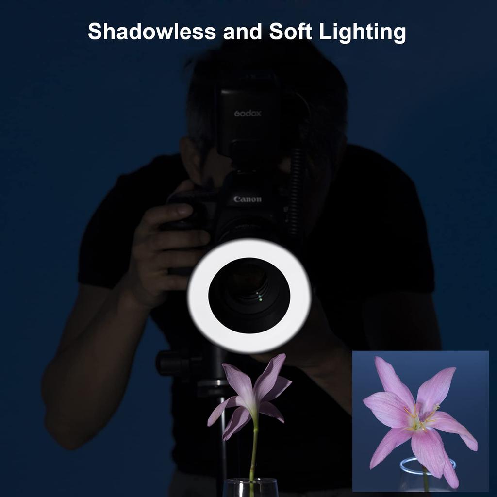 Godox Makro LED Ringblitz Speedlight Kompatibel mit und Panasonic DSLR ML-150II Sony, Canon, Nikon, Fuji, Olympus, Kameras.