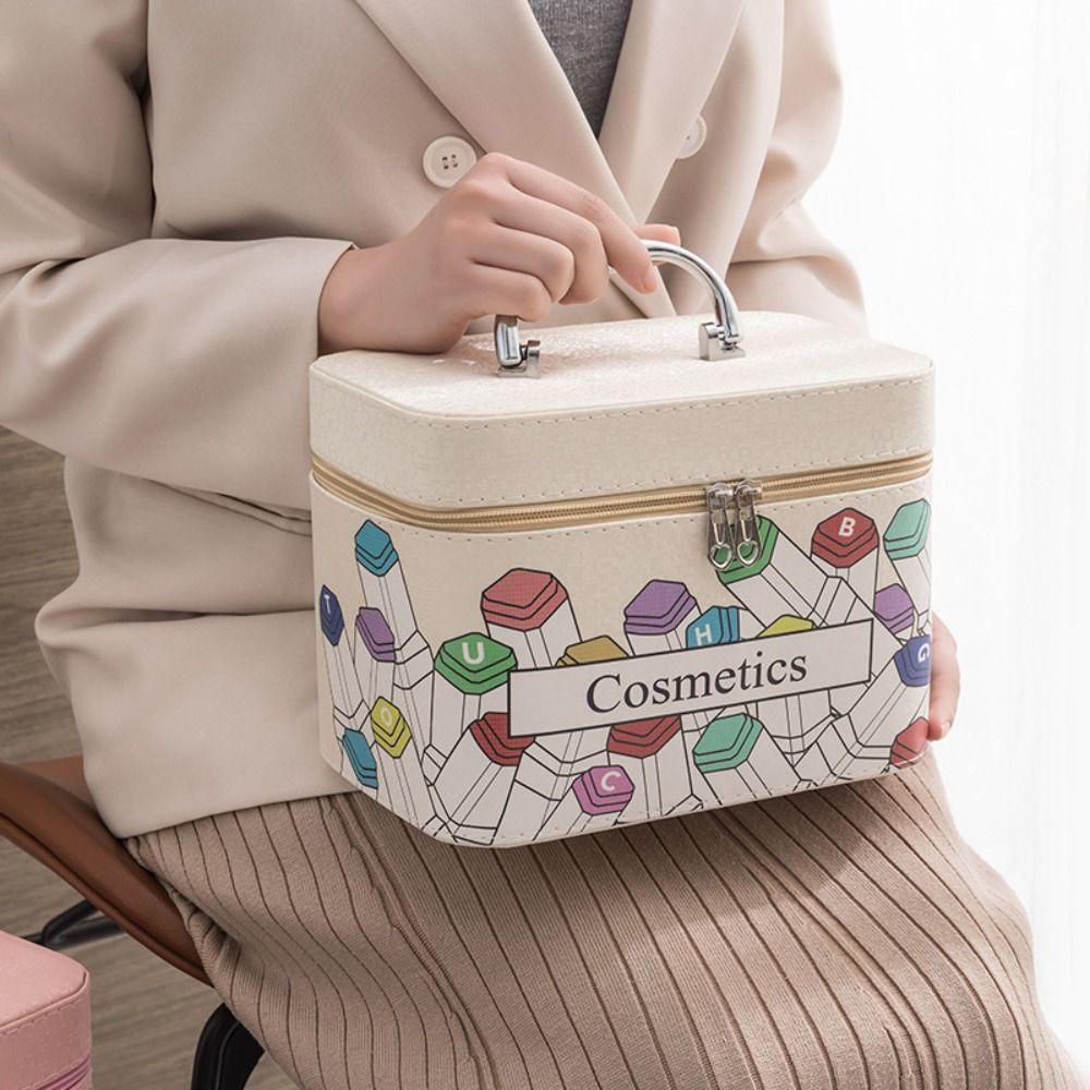 

Модная косметичка с принтом, дорожная косметичка, переносной футляр для макияжа