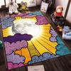 Colorful Moon Design Carpet with Vibrant Clouds and Sun Rays Pattern Suitable for Use As an Anti-slip for Living Room Bedroom Sofas