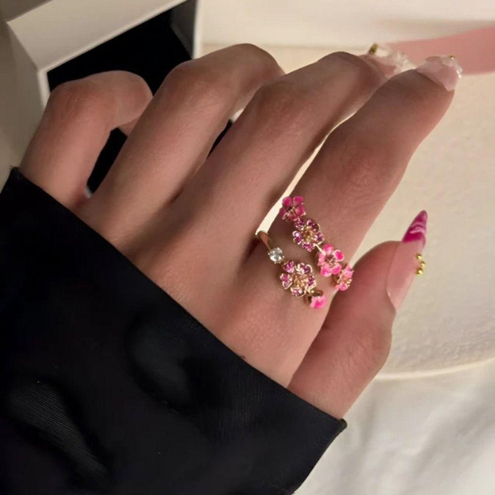 Kristallakzente Damen Pfirsichblütenring Roségoldbeschichteter Ringbox Schmuckschatulle Verlobung Hochzeit