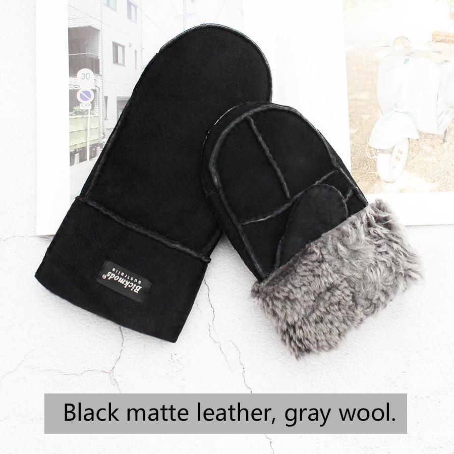 Winter Warm Sheepskin Fur Mittens Men's Thickened Windproof and Cold-Proof Wool Lining Plus Fertilizer Increase Leather Gloves