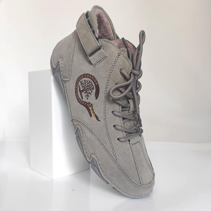 

Зимние плюшевые мужские ботинки, повседневная кожа, роскошная спортивная обувь с высоким берцем, мужские мотоциклетные ботинки, новинка 2024 г. Категория обуви 38 серый