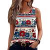 Débardeur sans manches col en U pour femme Imprimé floral Boutons sur le devant Gilet d'été décontracté Chemise Tissu léger respirant