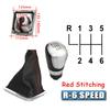 For Ford Focus MK2 2005-2012 Gear Shift Knob & Dust Boot 5/6 Speed Replacement Shifter Cover Black Red Stitching