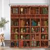 Vintage-Bücherregal-Duschvorhang, Bücherregal, Bücher, Retro-Arbeitszimmer, Badezimmerdekor, Zaubererzimmer, Polyester-Badewannenvorhang