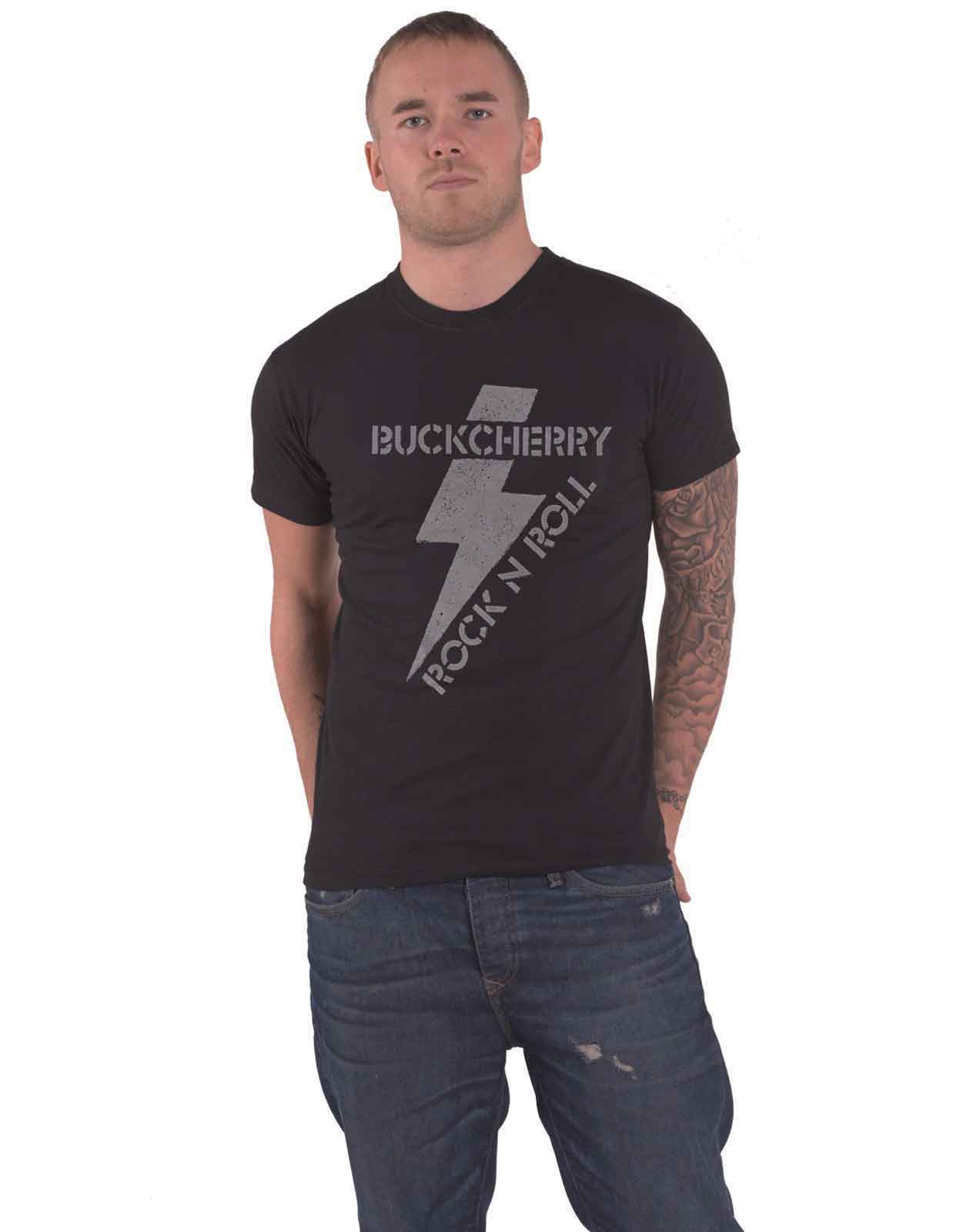 Buckcherry T Shirt Bolt Rock N Roll Distressed Band Logo Official Mens New Black M