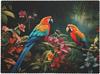 Parrot Tablecloth Tropical Macaw Orchids Flowers Jungle Palm Leaves Table Cover Wrinkle Resistant Kitchen Party Decoration