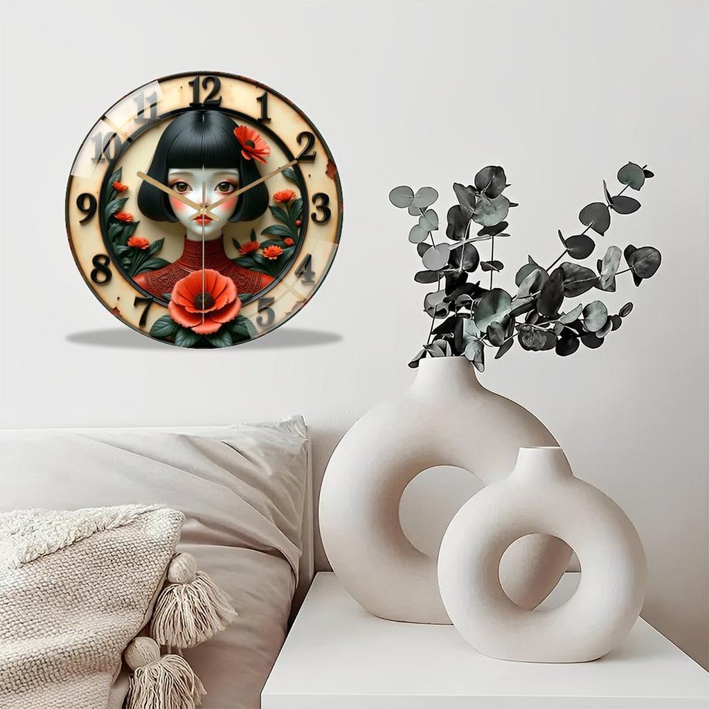 30x30cm Glass Wall Clock for a Engineer with Custom Gear and Ruler