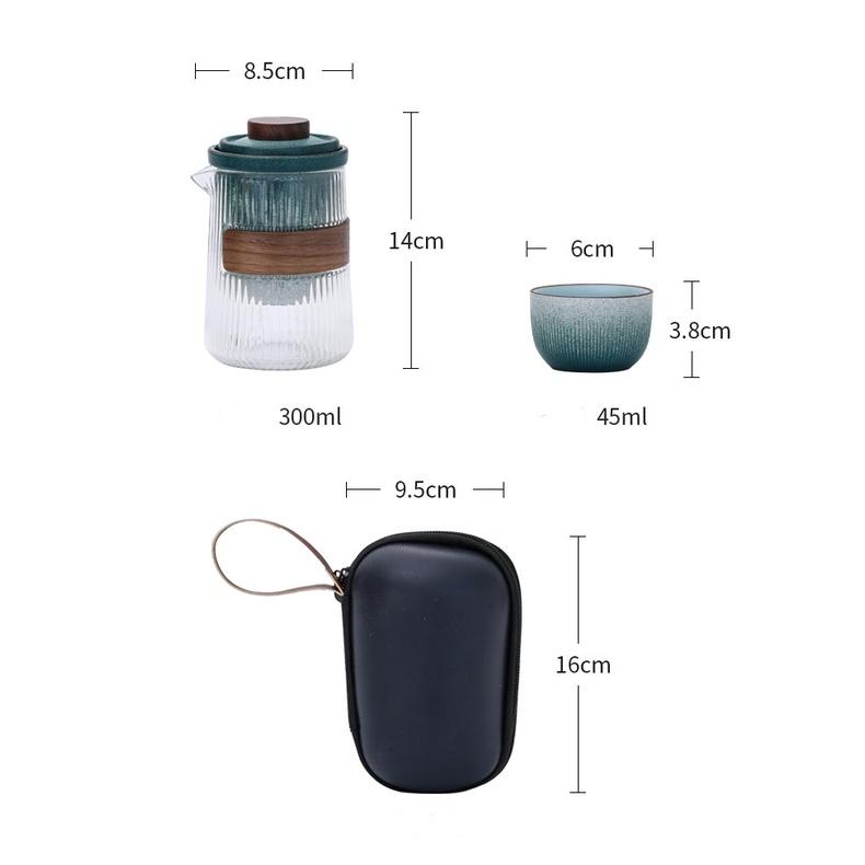 Japanese Style Kung Fu Tea Set Portable Glass Quick Tea Cup One Pot Four Cups with Bag