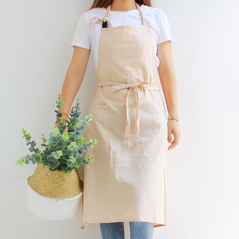 1pcs Cotton Apron with Pocket Adjustable Strap for Baking Florist Nail Art Shop Kitchen Home Workwear