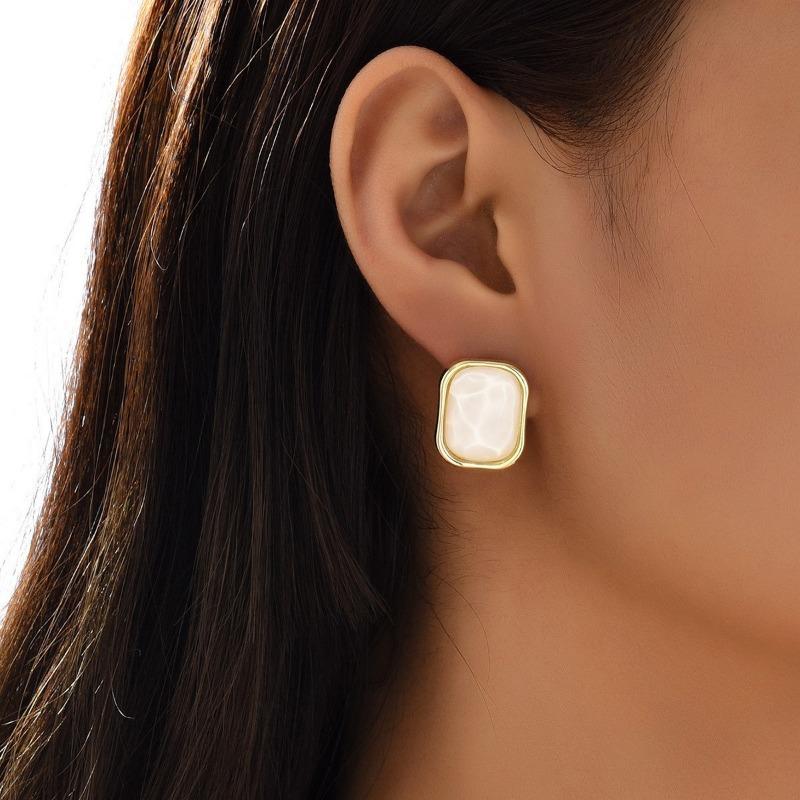 Модные металлические серьги-гвоздики из смолы неправильной формы для женщин, винтажные элегантные геометрические квадратные серьги, украшения для свадебной вечеринки