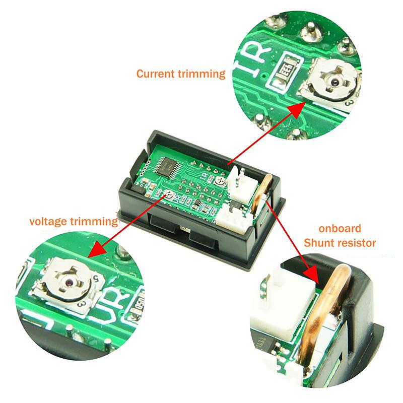 4 Digit 5 Wire LED Display 10A 100A Diverter DC 100V 10A Voltmeter Ammeter Red Blue LED Amp Dual Digital Volt Meter Gauge