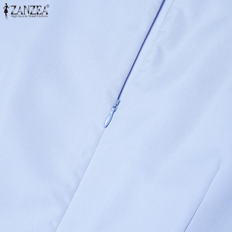 ZANZEA Women Summer Casual Round Neck Short Sleeve Dress