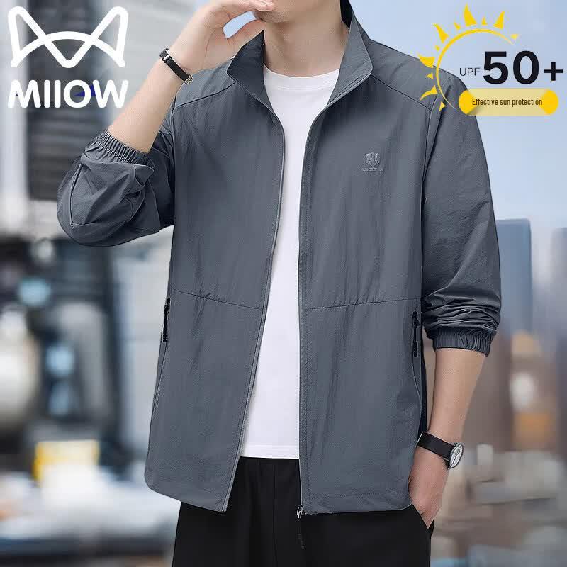 MiiOW Men s Stand Collar UPF 50+ Ice Silk Sun Protection Jacket M