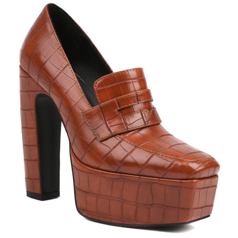 Sexy 14cm High Heels Pumps Shoes Woman Platform Vintage Black Brown Heeled Dance Party Wedding Office Shoes Ladies Large Size