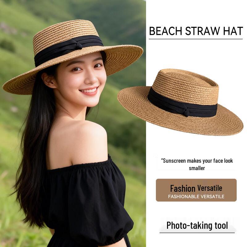 Elegant French Style Flat-Top Straw Sun Hat