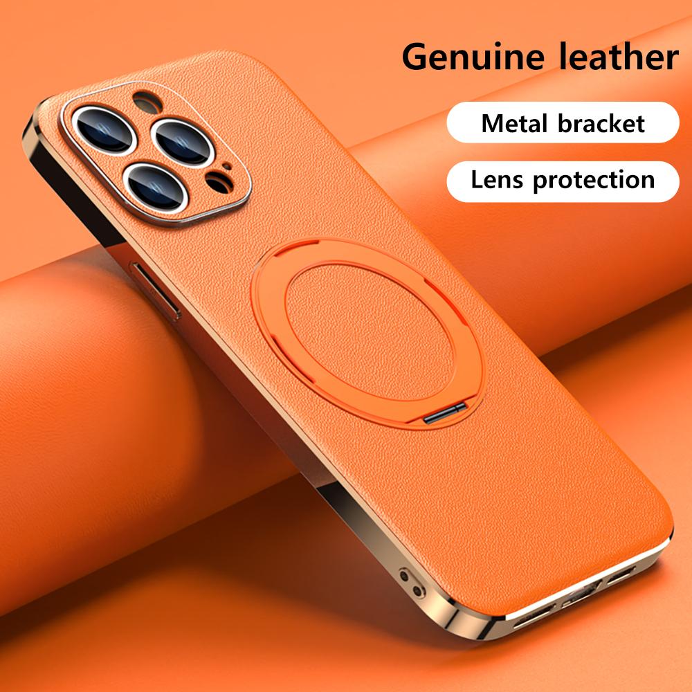 Coque LANGSIDI en Cuir avec Support Anneau Magnétique pour iPhone 16 15 14 Pro Max 13 12 pour Magsafe Charge Sans Fil Coques de Protection pour Objectif