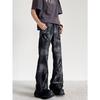 Washed Tie-dye Micro-pull Jeans Men's American Vibe Trendy Brand Retro Ruffian Handsome Heavy Industry Niche Zipper Straight Trousers