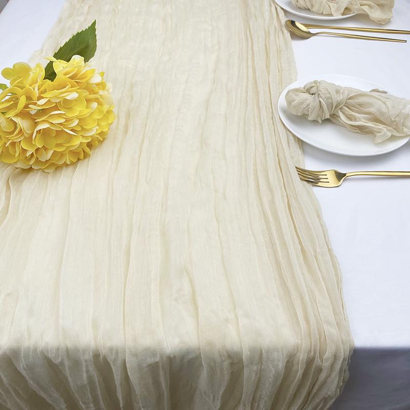 Beige Table Runner Gauze Cheesecloth Rustic Sheer Boho Wedding Decoration Tablecloth Baby Shower Christmas Birthday Party Decors