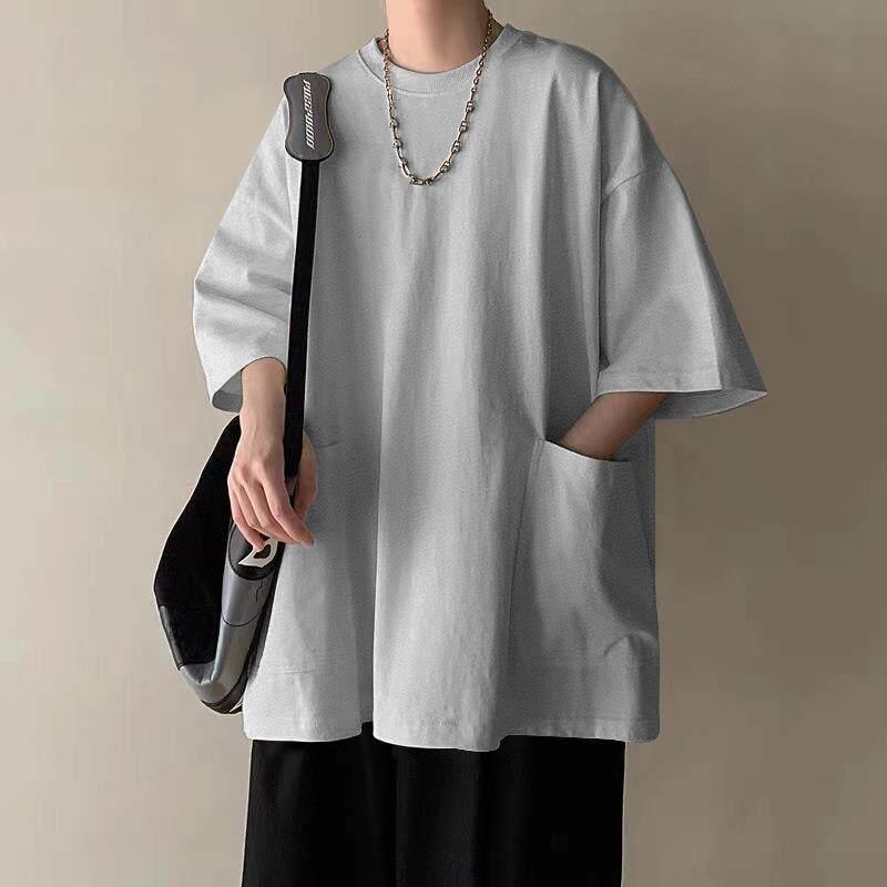 Plus Size Extra Large Pocket Workwear Short Sleeve T-Shirt Men's Style Summer Trendy Loose Fit Body Tee