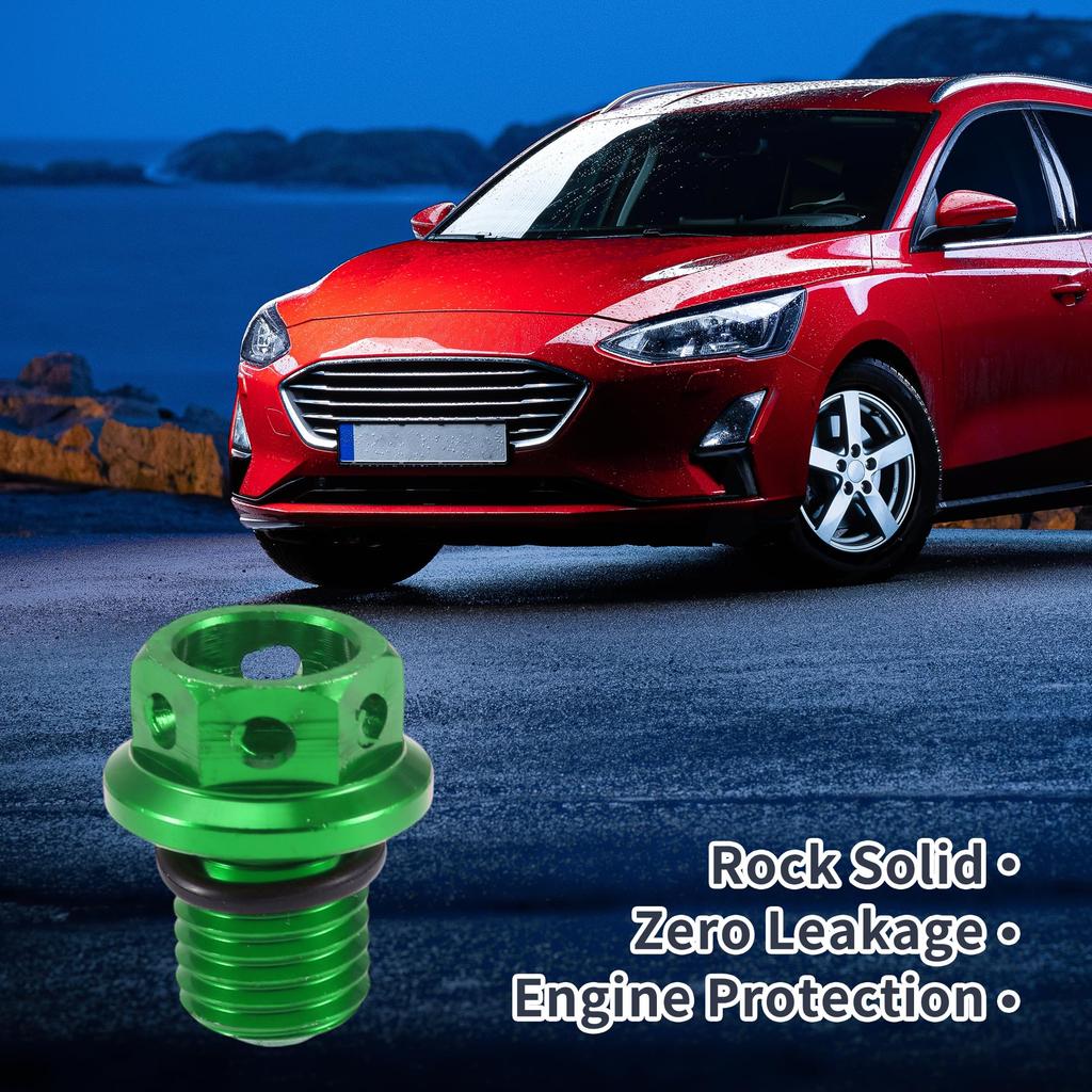 A ABSOPRO M12x1.5 4mm Magnetic Drain Plug Aluminum Alloy with Copper Washer Green