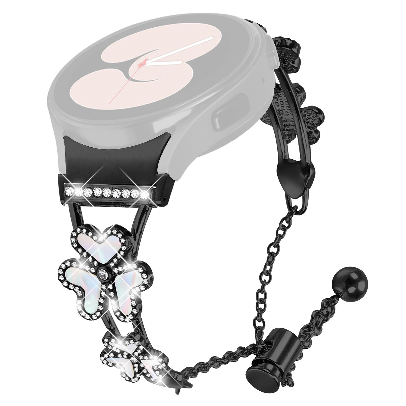 

Metal Band with Connector For Samsung Galaxy Watch7 44mm/40mm Heart Clover Decor Watch Strap A