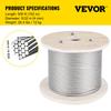 VEVOR 316 Stainless Steel Cable, 500FT Stainless Steel Wire Rope of 5/32 Inch Diameter and 1x19 Construction