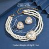 3PC Women's Fashion Peach Heart Pearl Series Necklace, Earrings, and Jewelry Set, Suitable for Wedding, Party, and Festival Gift